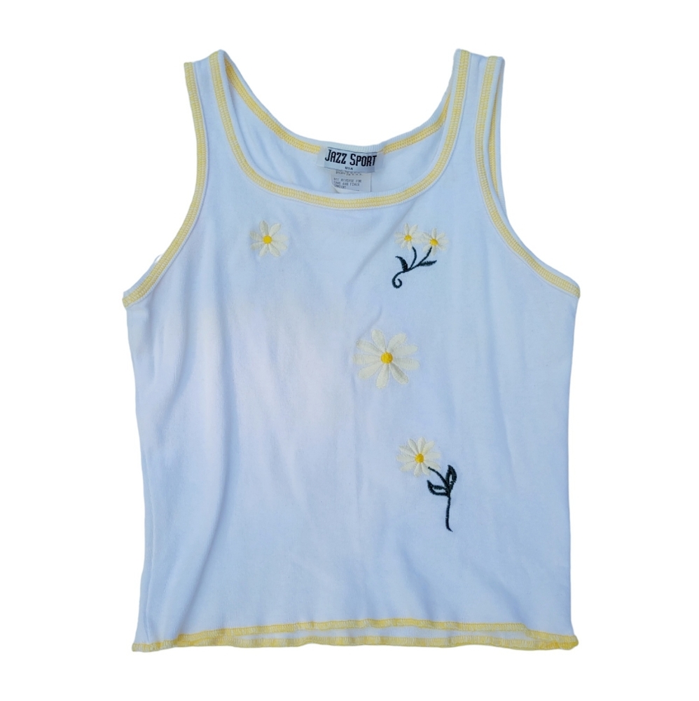 Vintage 1990s embroidered daisy tank top